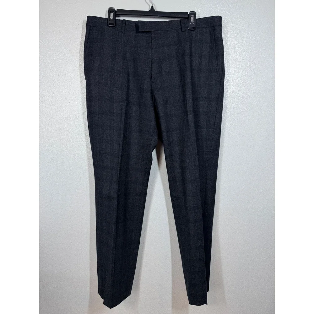 Banana Republic Dress Pants Mens 36x32 Gray Plaid Vitaler Barberis Canonico Wool